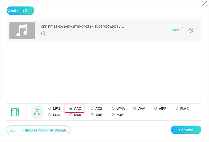 Convertir l'audio en AAC