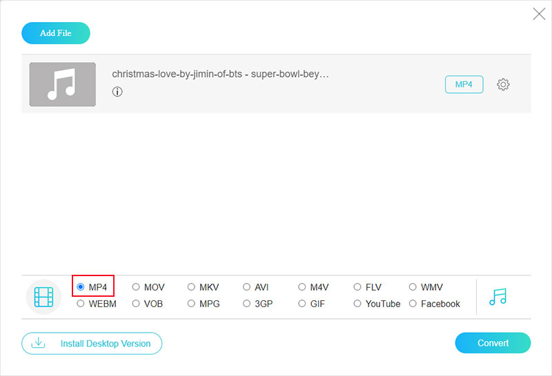 Convertir l'audio en MP4