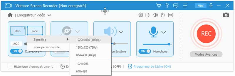 Sélectionner la zone d'écran