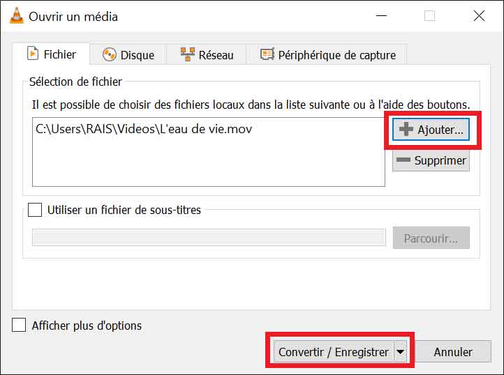 Ajouter MOV dans VLC
