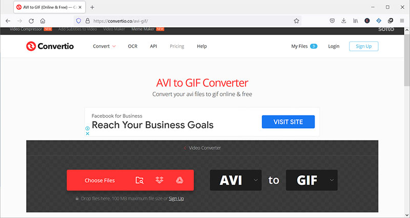 AVI en GIF avec Convertio