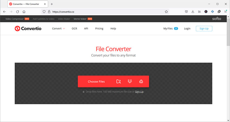 Convertir audio en MP3 avec Convertio