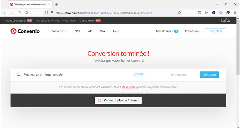 Convertio - conversion GIF en PNG terminée