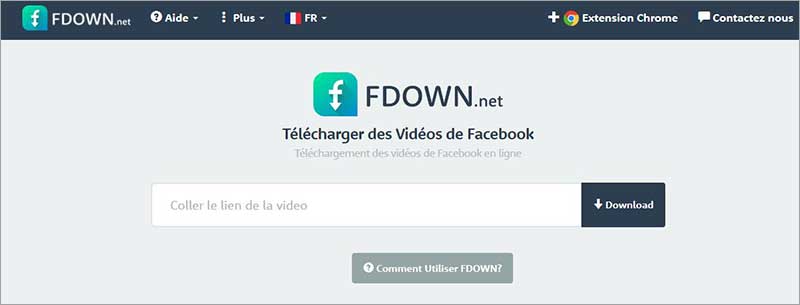 Faire la conversion Facebook en MP4 avec FDOWN