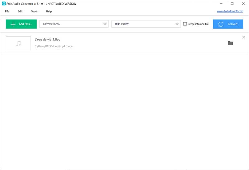 Convertir un fichier FLAC en AAC avec Free Audio Converter