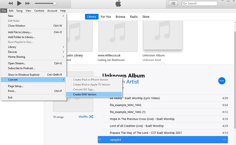 iTunes Convertir des fichiers audio AAC en WAV