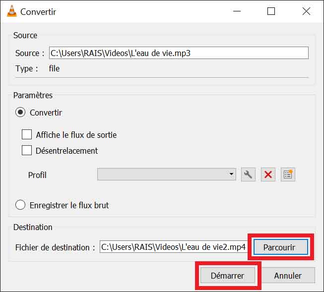 Convertir MP3 en MP4 avec VLC