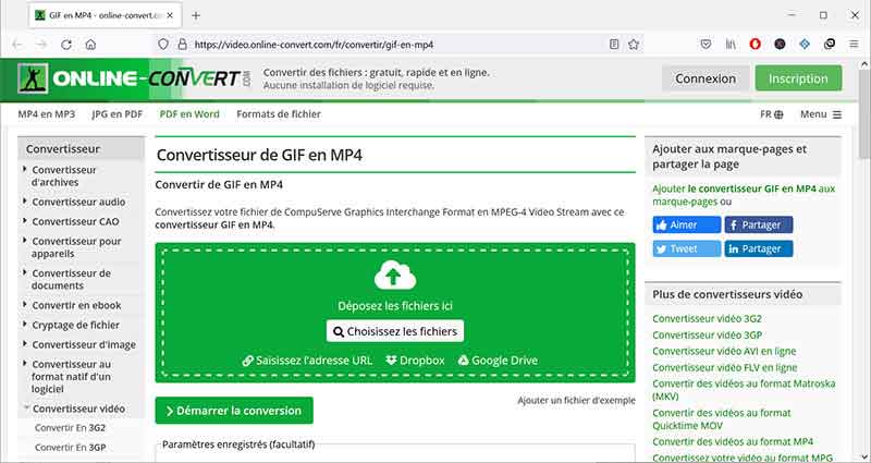 Online-Convert GIF en MP4