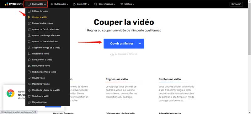 Ouvrir un fichier dans découpeur vidéo 123APPS