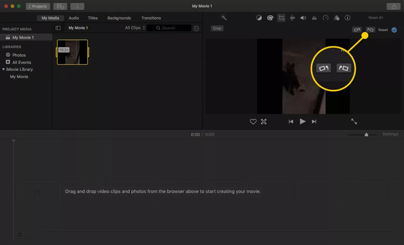 Faire pivoter le clip vidéo dans iMovie