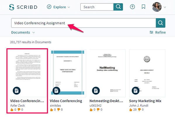 Rechercher un document Scribd