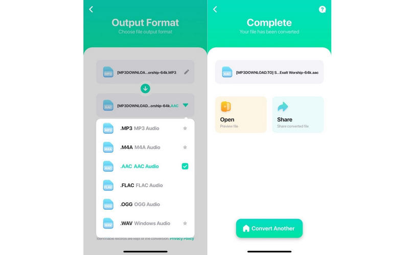 L'interface de conversion du convertisseur audio