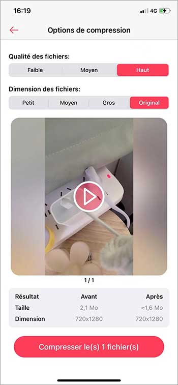Compresser la vidéo sur Video Compressor