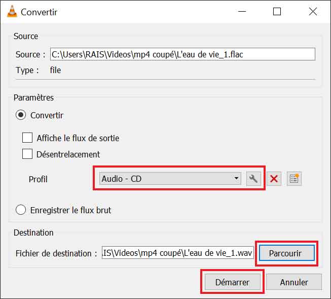 Convertir FLAC en WAV avec VLC