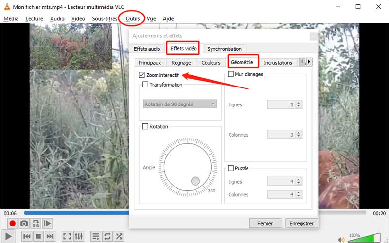 Zoomer sur une vidéo sur VLC
