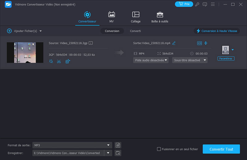 Exporter la vidéo MP4 compressée