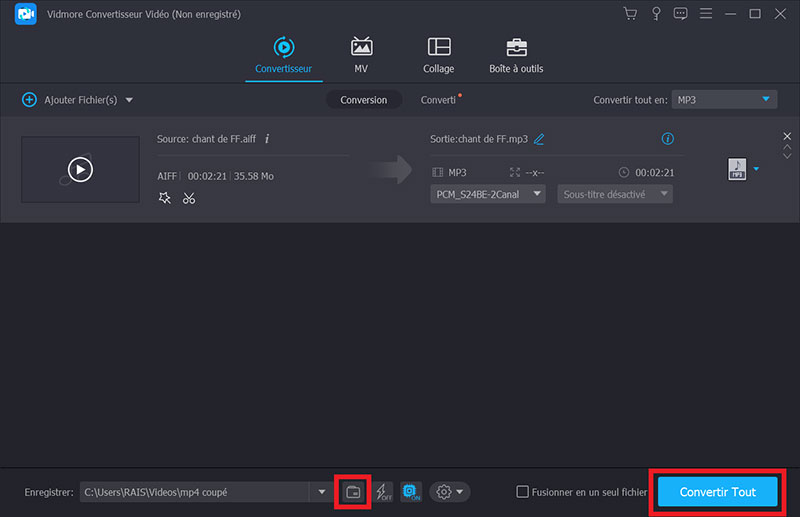 Convertir le fichier AIFF en MP3