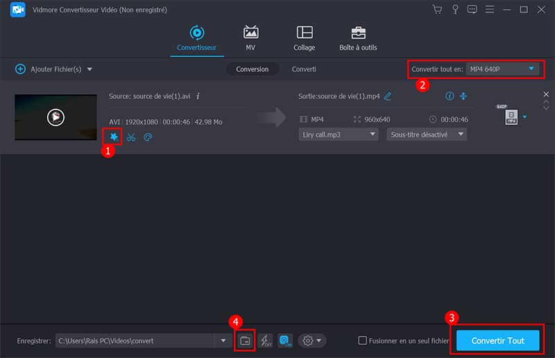 Quatre étapes pour convertir un fichier AVI